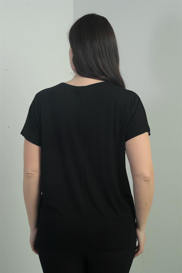 Blouse BB à imprimé pierre sur les épaules, col rond et manches chauve-souris pour femme