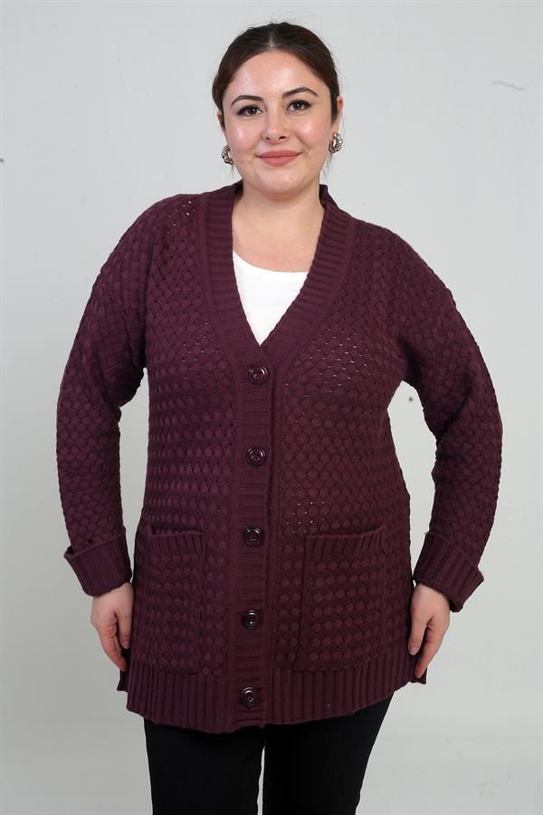 Gilet tunique à poches en maille panier pour femme