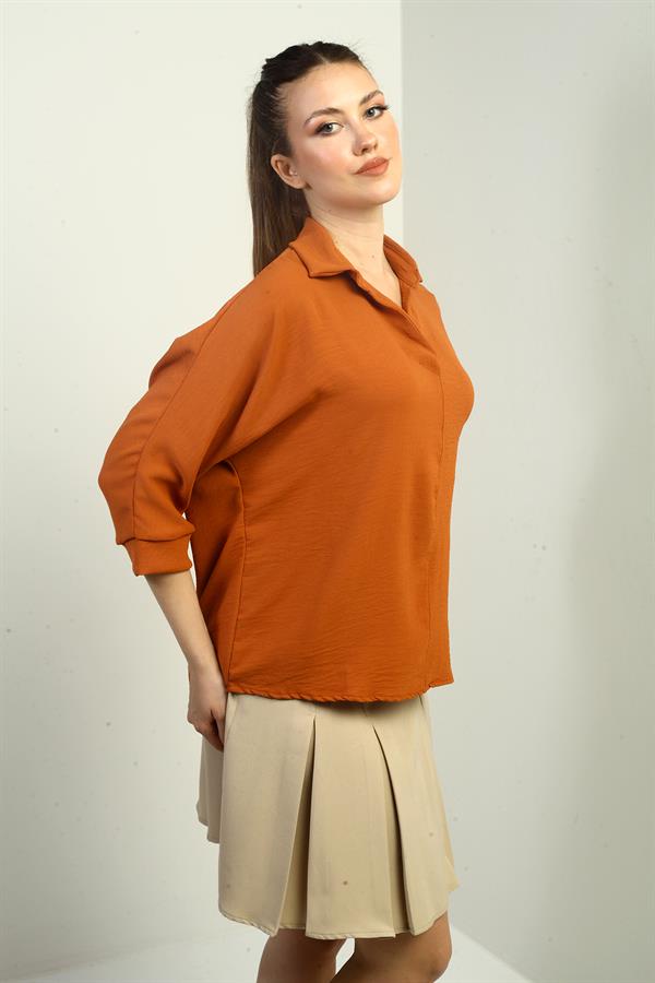 Polo Neck Three Quarter Sleeve Ayrobin Blouse