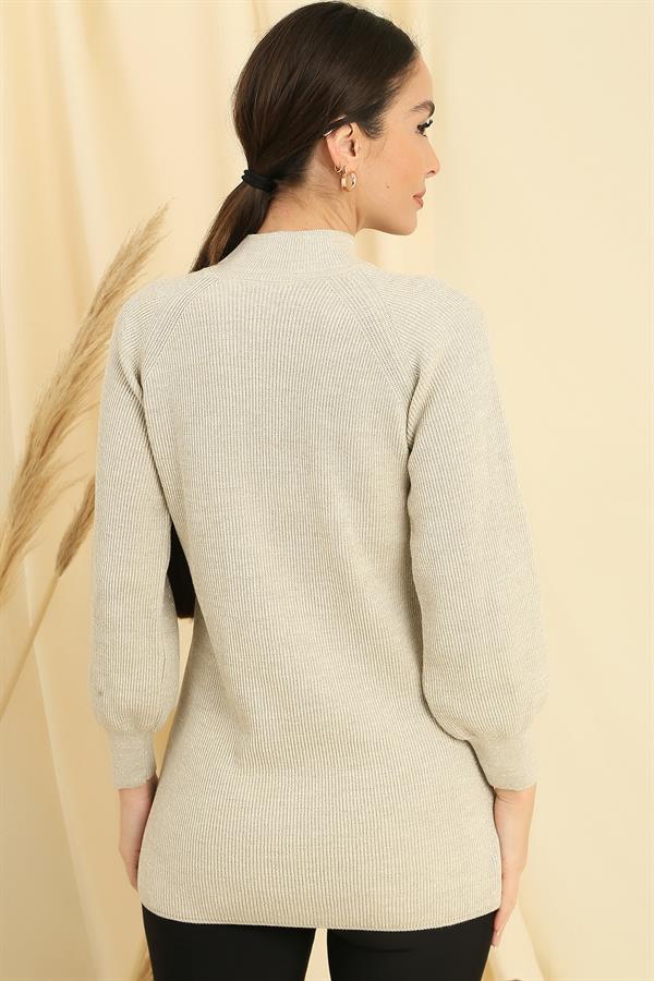 Low Neck Knitted Pattern Sports Tunic Sweater