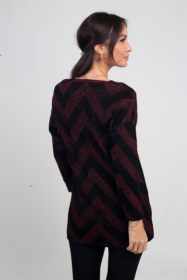 Chemisier à paillettes à col en V pour femme, à motifs zigzag, grande taille et à volants espacés