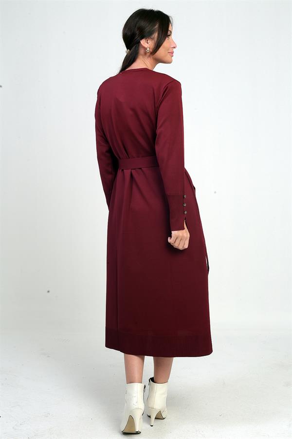 Gilet long pour femme avec manches boutonnées, poches et fentes latérales