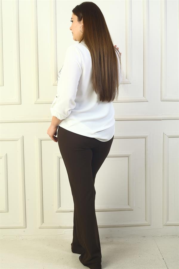 Kadın Beli Lastikli Çımalı Büyük Beden Palazzo Pantolon