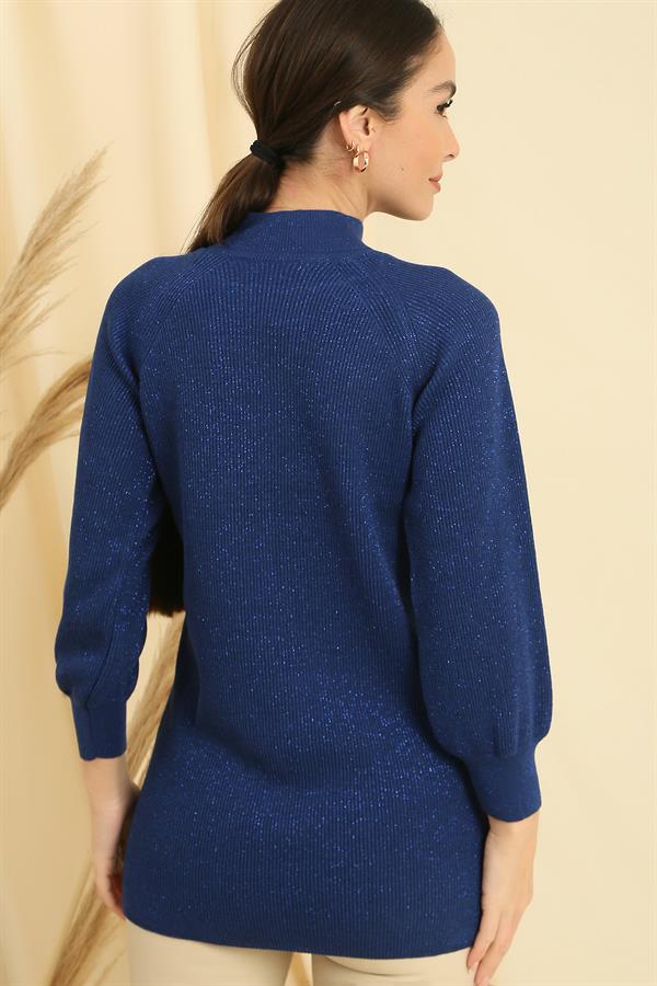 Pull tunique de sport à col bas et motif tricoté