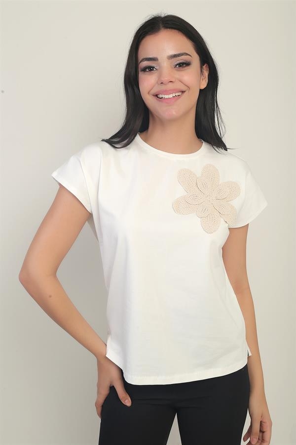Women's Flower Detailed Lycra Blouse