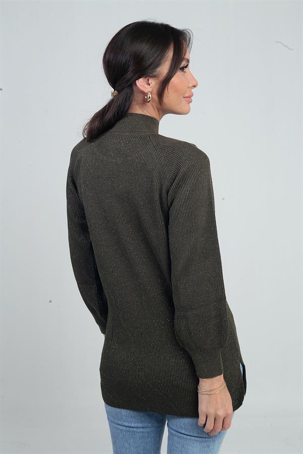 Pull tunique de sport à col bas et motif tricoté