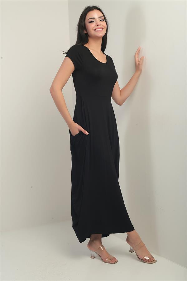 Women's Round Neck, Pocketed, Lycra Harem Dress