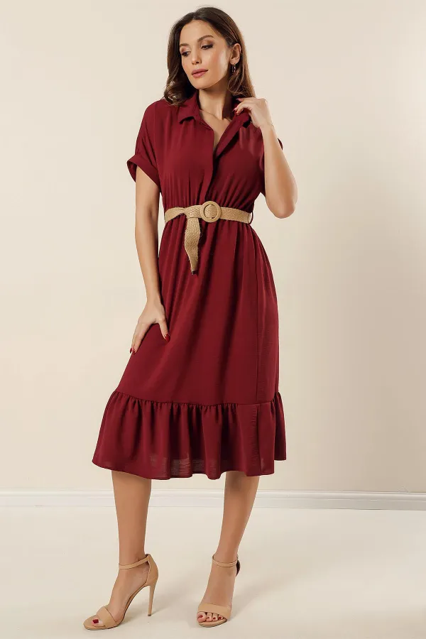 Shirt Collar Belted Ayrobin Dress