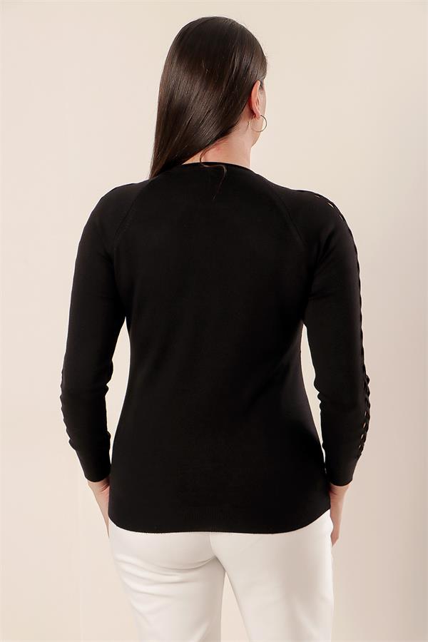 Kol Detaylı Büyük Beden Akrilik Kazak