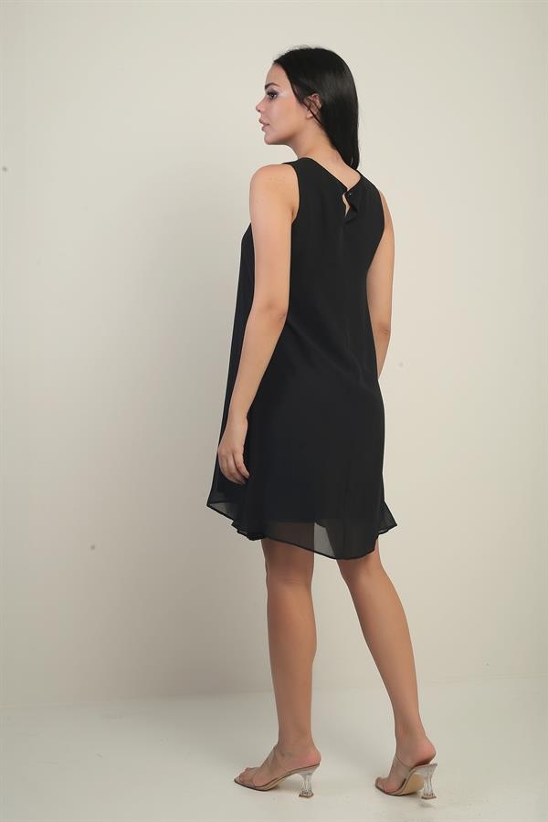 Women's Sleeveless Lined Short Chiffon Dress