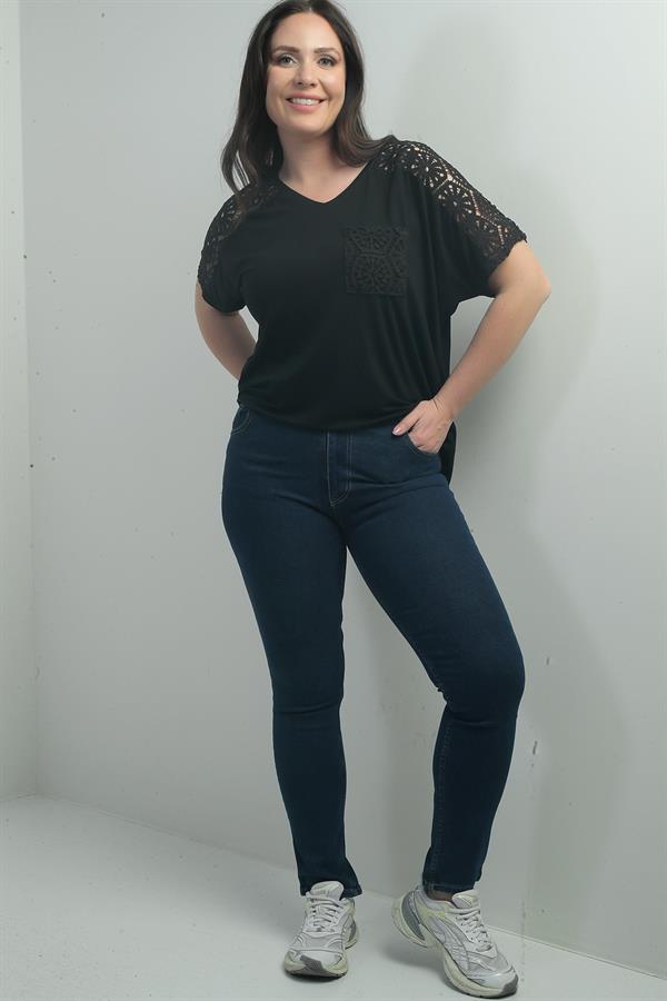 Jean taille haute à jambes droites en lycra pour femme, grandes tailles