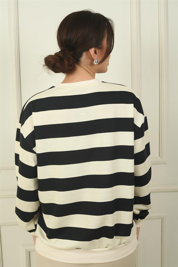 Women's Horizontal Striped Relaxed Fit Sweatshirt