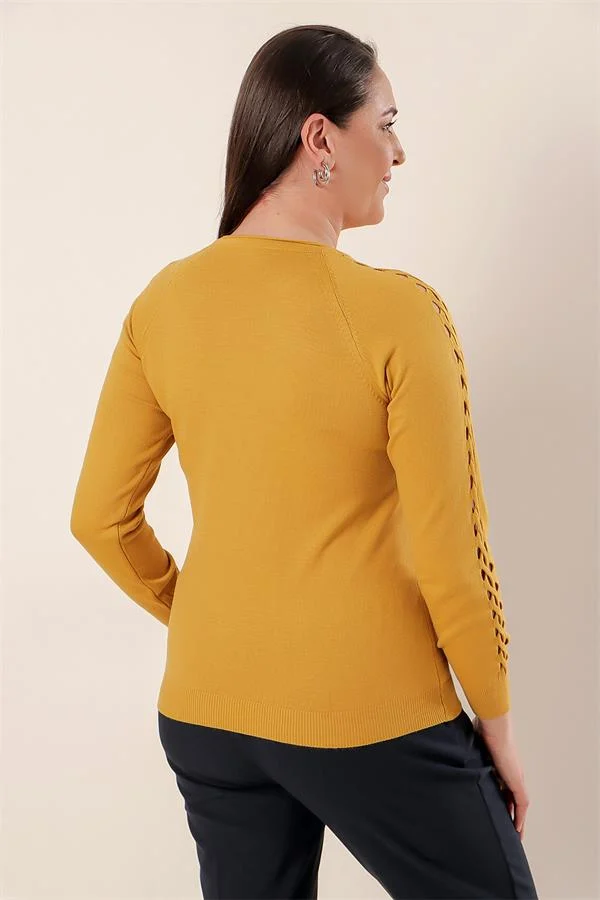 Kol Detaylı Büyük Beden Akrilik Kazak