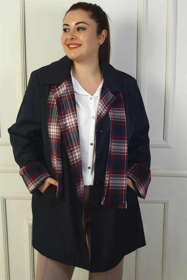 Women's Double-Breasted Trench Coat with Hidden Front Button and Pocket