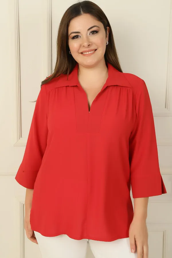 Chemisier BB à col polo et manches trois-quarts