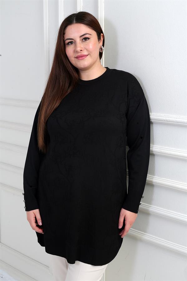 Tunique/blouse grande taille pour femme, à motif rose et détails de boutons sur les manches
