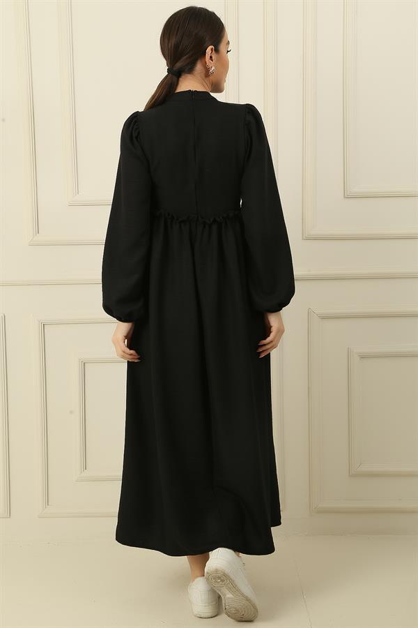 Lace Linen Effect Long Dress