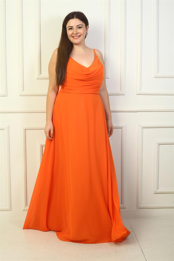 Robe longue en mousseline doublée, à bretelles et drapée sur le devant, grande taille, pour femme