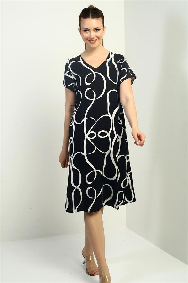 Women's V-Neck Oversize Patterned Dress