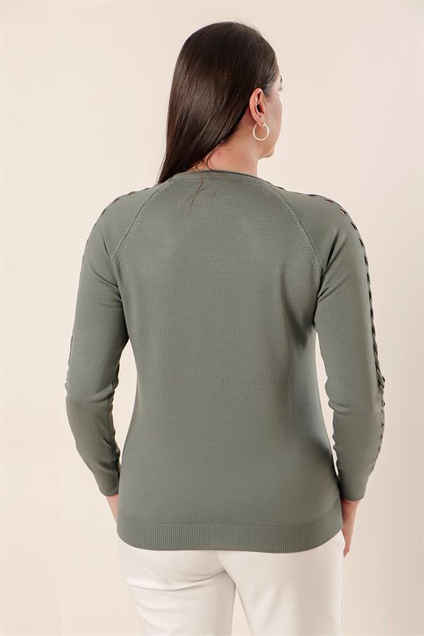 Kol Detaylı Büyük Beden Akrilik Kazak