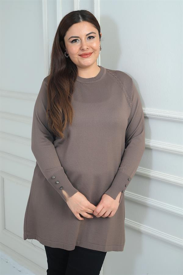 Tunique grande taille pour femme, ornée d'une tresse sur le devant, en fil froid.