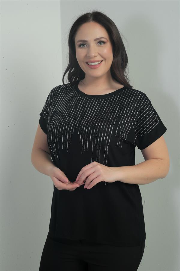 Blouse BB à col rond et imprimé pierre cascade sur le devant pour femme