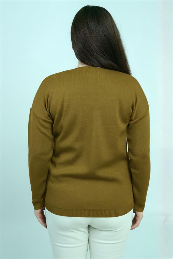 Chemisier en maille à strass grande taille pour femme, col en V