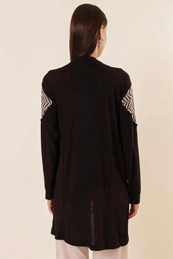 Pulpayet Detaylı Cepli S Desenli Likralı Hırka