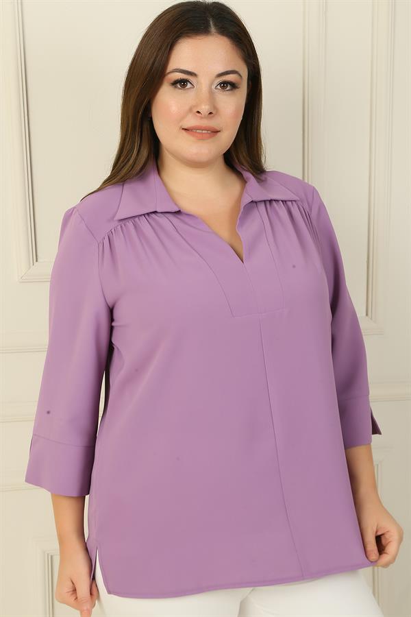 Chemisier BB à col polo et manches trois-quarts