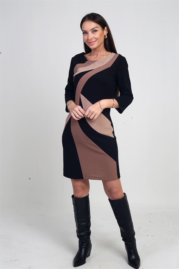 Robe courte doublée en crêpe à motifs géométriques pour femme