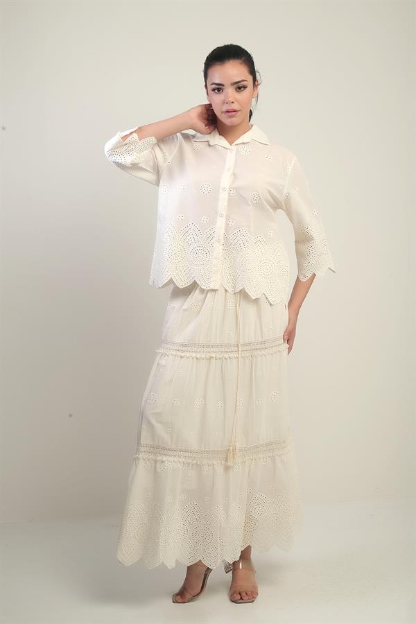 Kadın Gömlek-Etek Astarlı 2'li FistoTakım