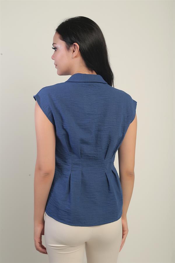 Chemise sans manches pour femme avec taille plissée