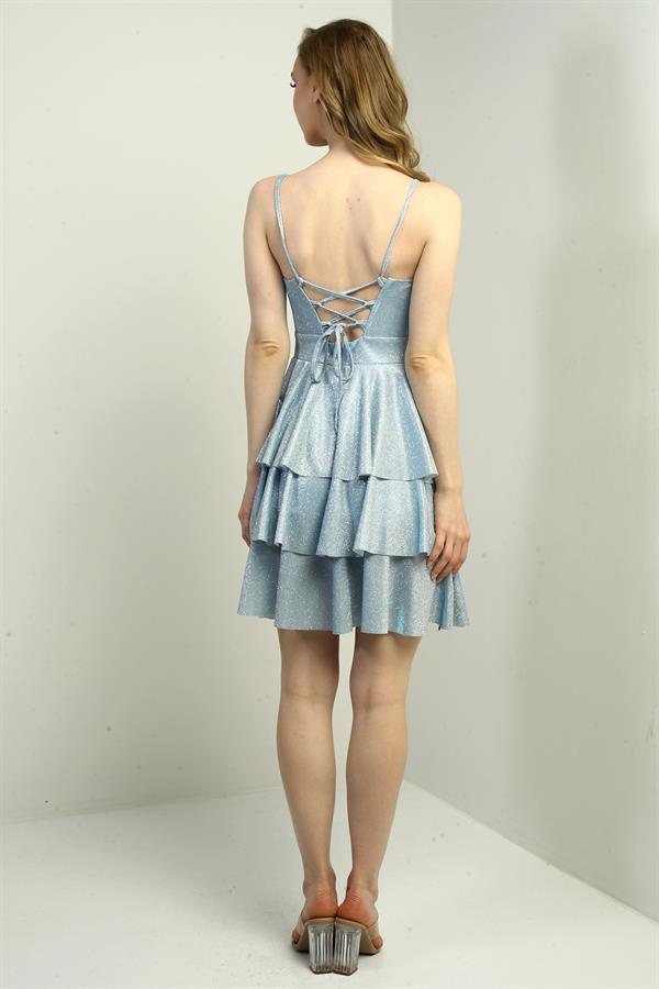 Women's Strappy Glitter Layered Short Dress