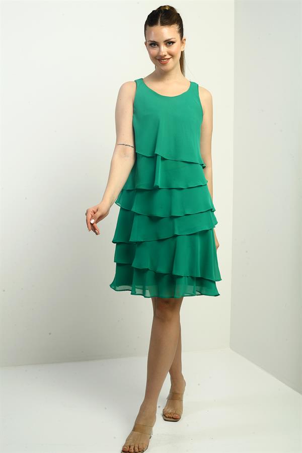 Women's Lined Layered Chiffon Dress