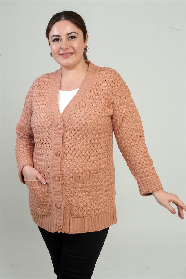 Gilet tunique à poches en maille panier pour femme
