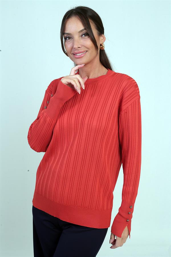 Chemisier à manches boutonnées pour femme, en maille côtelée