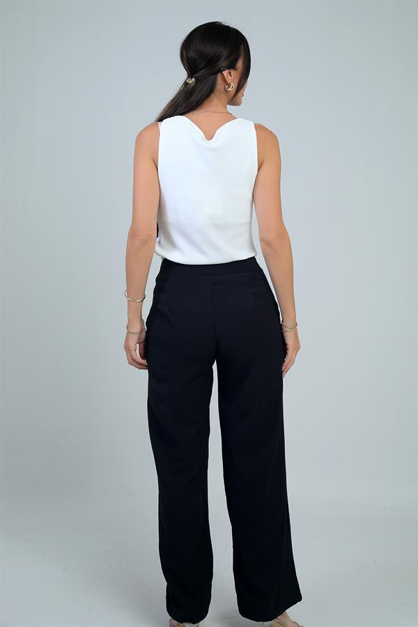 Kadın Apolet Kemerli Cepli Nervürlü Palazzo Pantolon