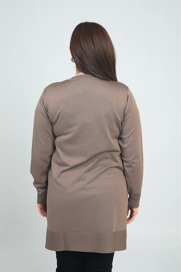 Blouse tunique tricotée grande taille pour femme, avec boutons et fentes latérales