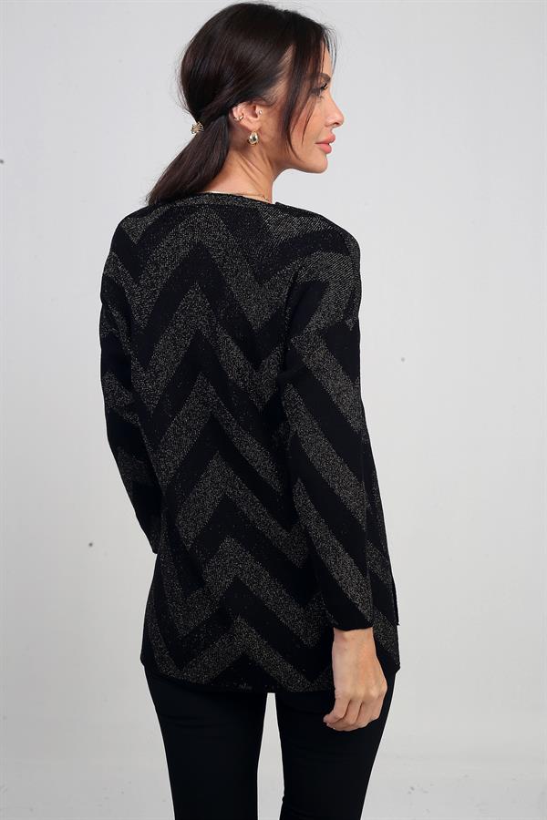 Chemisier à paillettes à col en V pour femme, à motifs zigzag, grande taille et à volants espacés