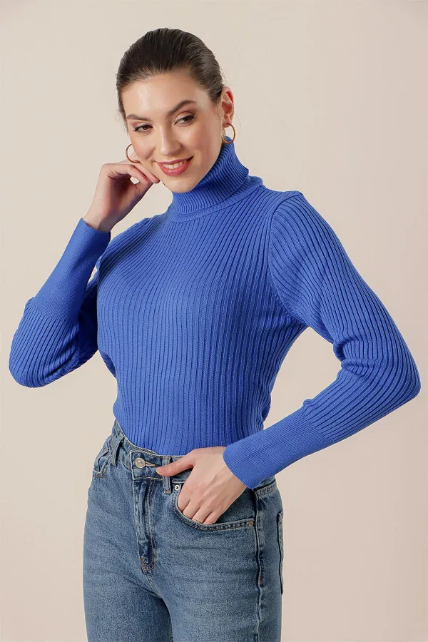 Balıkçı Yaka Likra Akrilik Triko Kazak