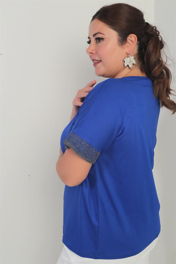 Chemisier grande taille pour femme avec détails en maille pailletée au col et aux poignets