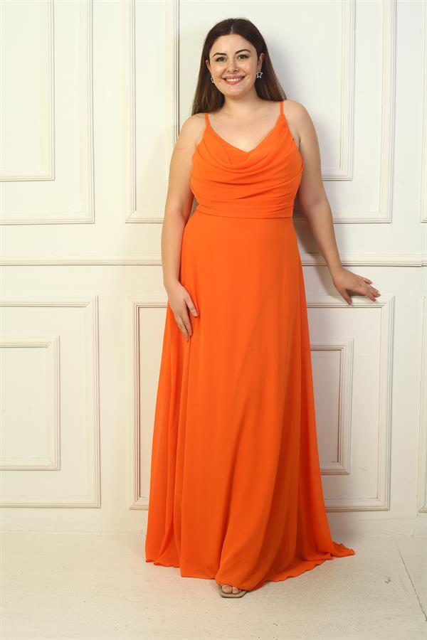 Robe longue en mousseline doublée, à bretelles et drapée sur le devant, grande taille, pour femme