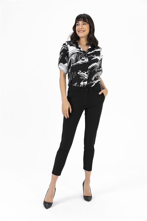 Klasik Yandan Cepli Likra Pantolon