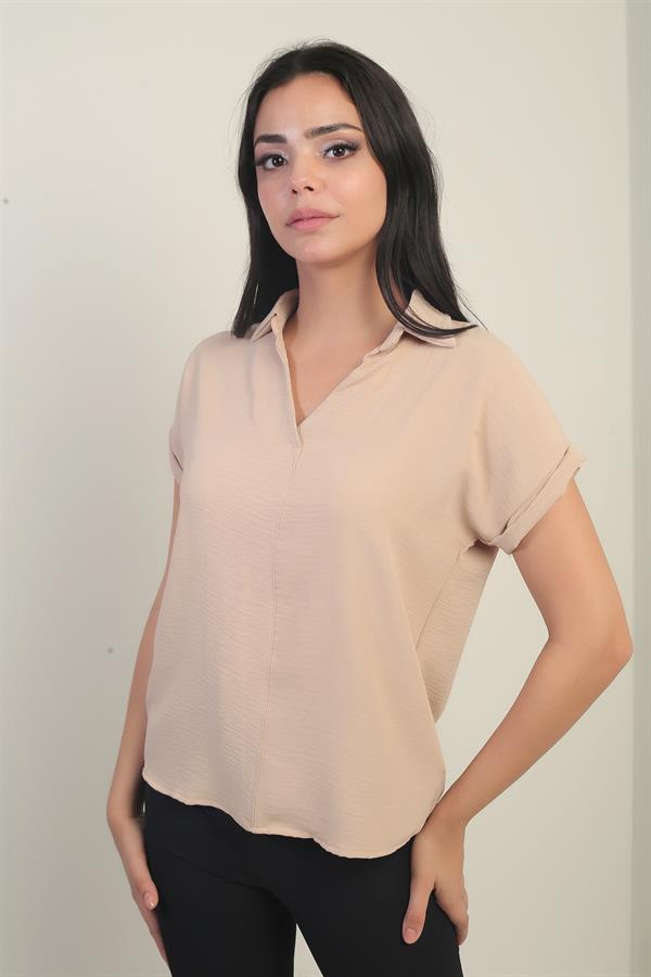 Polo Neck Double Sleeve Ayrobin Blouse