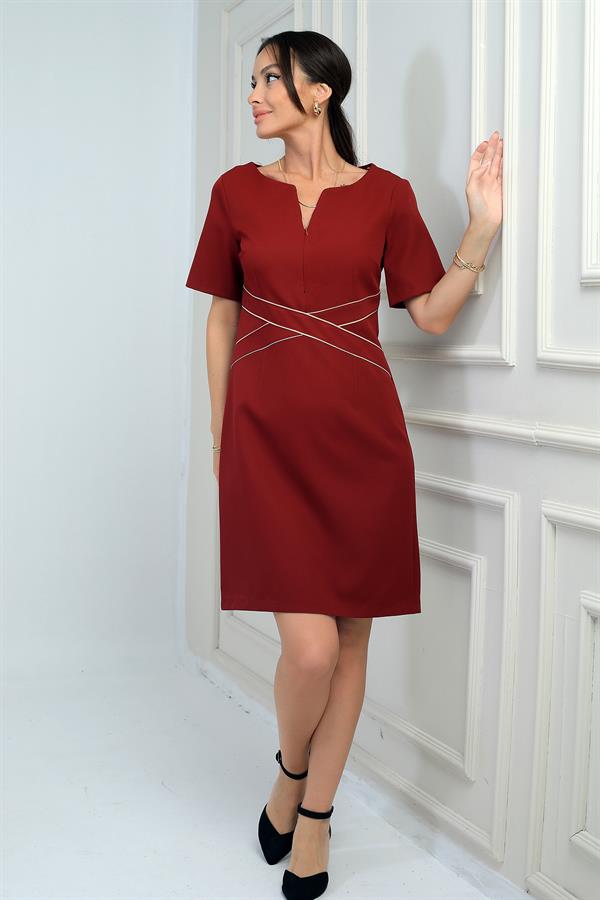 Robe courte pour femme avec finitions ton sur ton et fermeture éclair sur le devant