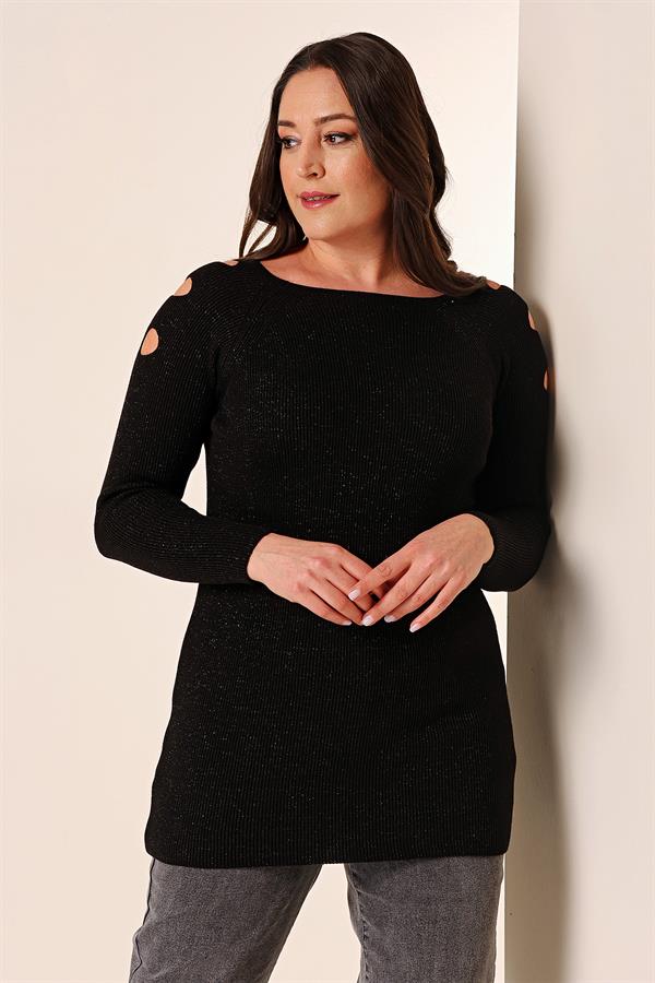 Pull tunique sport grande taille à épaules dénudées