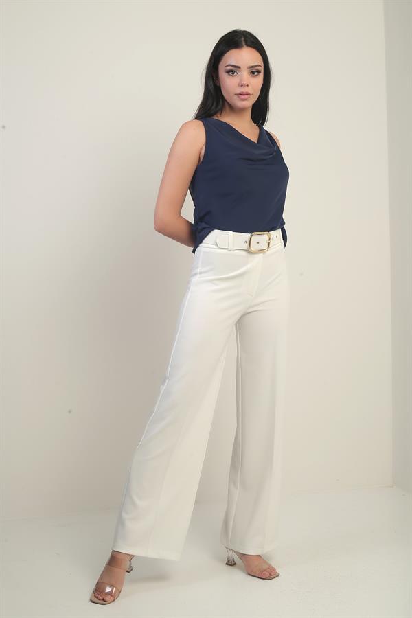 Kadın Scuba Krep Likralı Palazzo Pantolon
