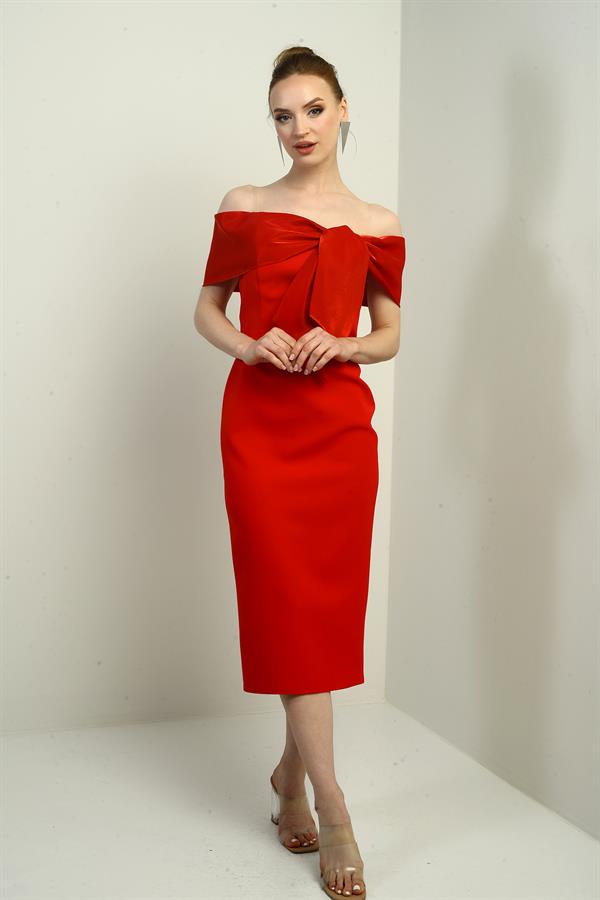 Robe midi en satin pour femme, col madon, doublure intégrée