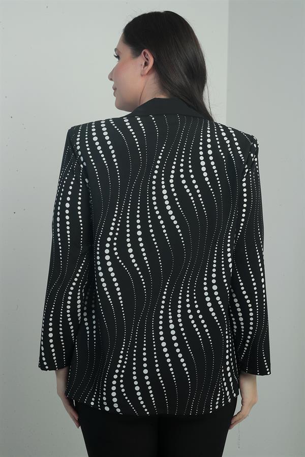 Kadın Zincir Puantiyeli Uzun Kol  Kruvaze Yaka Ceket B.B. İkili Takım