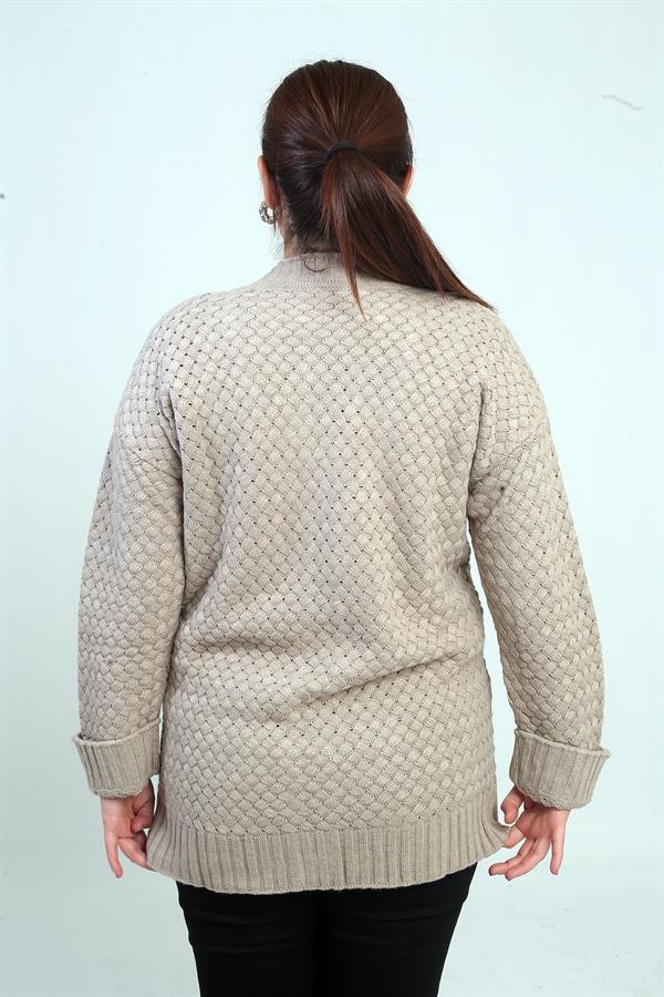 Gilet tunique à poches en maille panier pour femme